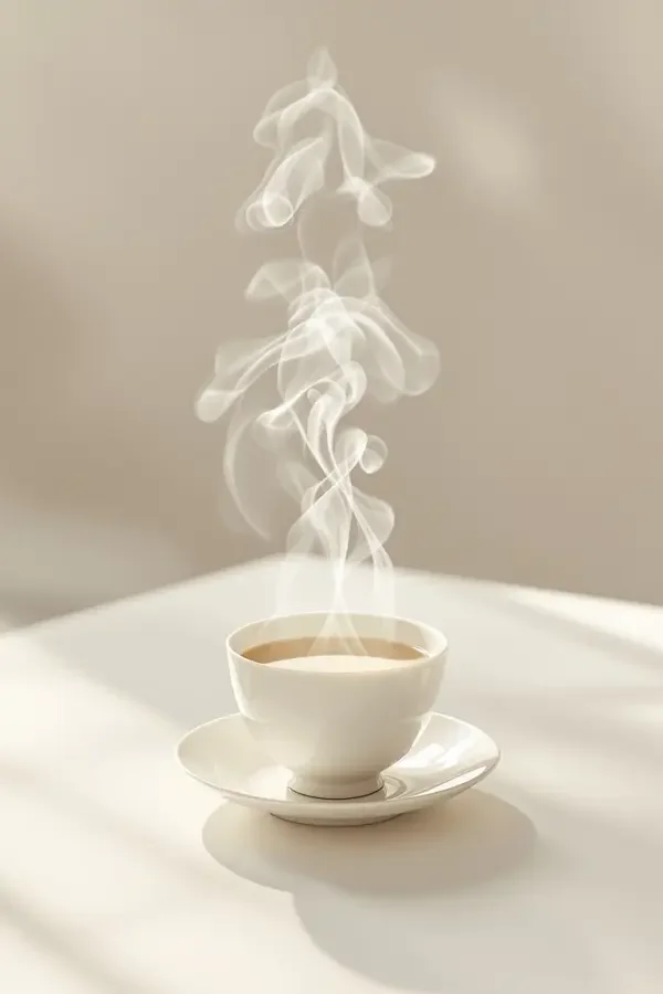 亚洲黄色电影《一杯好茶》节目海报，雾白色调茶席对称构图
